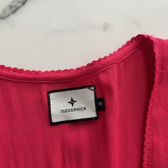 Tuckernuck Francesca Ruffle Maxi Dress Feminine Modest chic fuchsia Pink Size XS - Picture 3 of 11